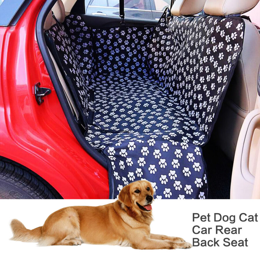 Pet Car Back Seat Cover - Oxford Fabric - Waterproof - Paw Pattern - Dog Carrier