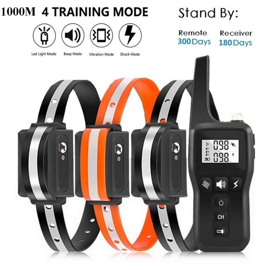 Remote Control Dog Training Collar - 1000M Range - Rechargeable - IP67 Waterproof