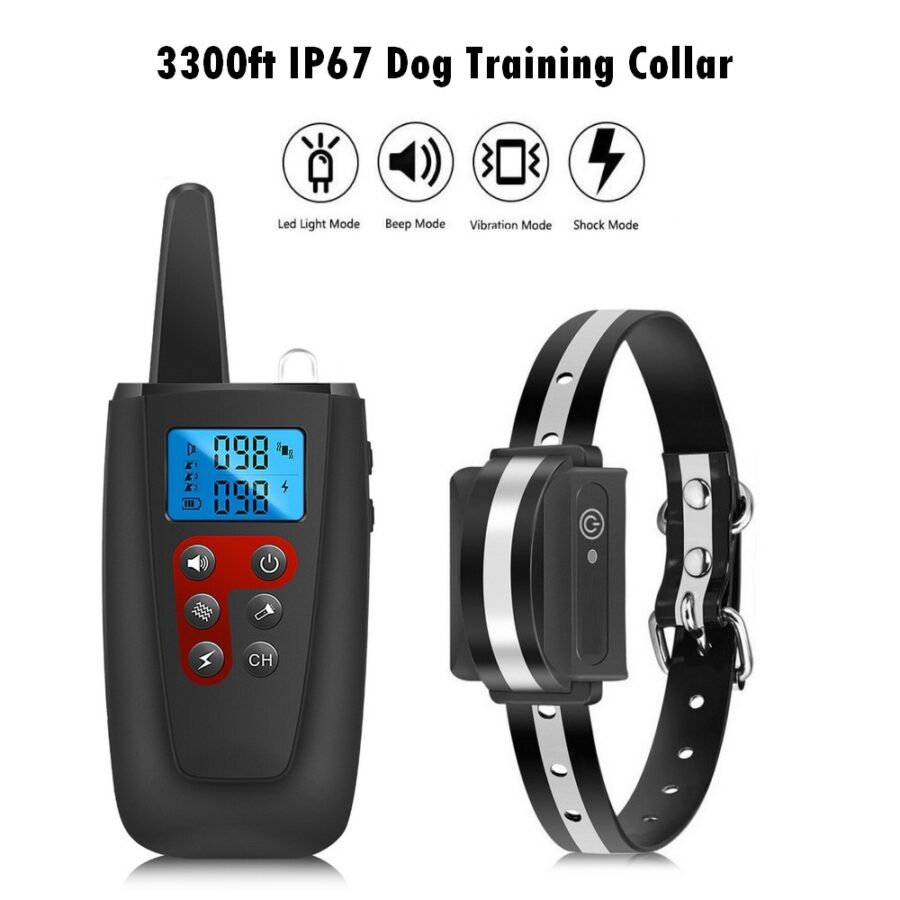 3300ft Dog Training Collar - IP67 Waterproof - Rechargeable - Long Standby