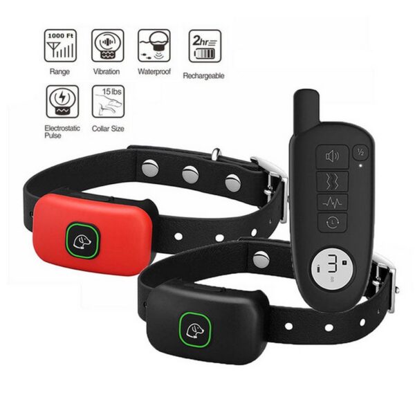 1000ft Pet Training Collar - Rechargeable - Waterproof - 3 Modes Beep Vibration Shock